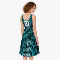 Custom Basketball New Zealand Midi Dress Teal Maori Ta Moko Indigenous - Polynesian Pride