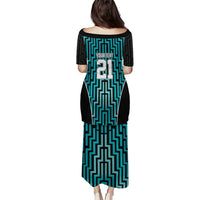 Custom Basketball New Zealand Puletasi Teal Maori Ta Moko Indigenous - Polynesian Pride