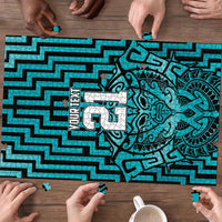 Custom Basketball New Zealand Puzzle Teal Maori Ta Moko Indigenous - Polynesian Pride