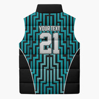 Custom Basketball New Zealand Sleeveless Puffer Jacket Teal Maori Ta Moko Indigenous - Polynesian Pride
