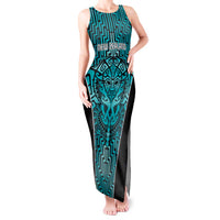 Custom Basketball New Zealand Tank Maxi Dress Teal Maori Ta Moko Indigenous - Polynesian Pride