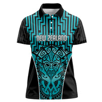 Custom Basketball New Zealand Women Polo Shirt Teal Maori Ta Moko Indigenous LT9 Female Teal - Polynesian Pride