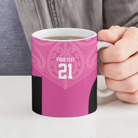 New Zealand Custom Ceramic Mug Fire Basketball Maori Tribal Pink LT9 - Polynesian Pride