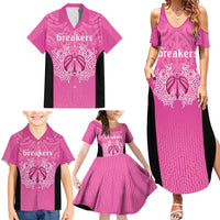 New Zealand Custom Family Matching Summer Maxi Dress and Hawaiian Shirt Fire Basketball Maori Tribal Pink LT9 - Polynesian Pride