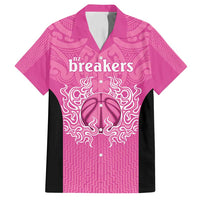 New Zealand Custom Family Matching Summer Maxi Dress and Hawaiian Shirt Fire Basketball Maori Tribal Pink LT9 Dad's Shirt - Short Sleeve Pink - Polynesian Pride