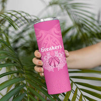 New Zealand Custom Skinny Tumbler Fire Basketball Maori Tribal Pink LT9 - Polynesian Pride