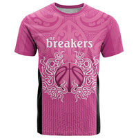 New Zealand Custom T Shirt Fire Basketball Maori Tribal Pink - Polynesian Pride