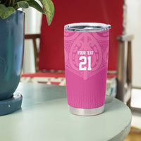 New Zealand Custom Tumbler Cup Fire Basketball Maori Tribal Pink - Polynesian Pride