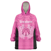 New Zealand Custom Wearable Blanket Hoodie Fire Basketball Maori Tribal Pink LT9 One Size Pink - Polynesian Pride
