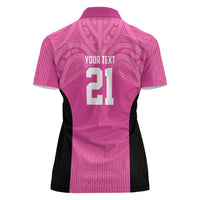New Zealand Custom Women Polo Shirt Fire Basketball Maori Tribal Pink LT9 - Polynesian Pride