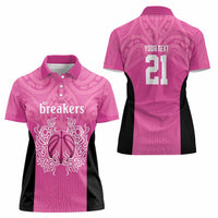 New Zealand Custom Women Polo Shirt Fire Basketball Maori Tribal Pink LT9 - Polynesian Pride