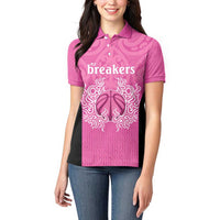 New Zealand Custom Women Polo Shirt Fire Basketball Maori Tribal Pink LT9 - Polynesian Pride