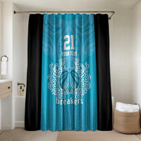New Zealand Custom Bathroom Set Fire Basketball Maori Tribal Sky Blue - Polynesian Pride