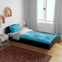 New Zealand Custom Bedding Set Fire Basketball Maori Tribal Sky Blue LT9 - Polynesian Pride