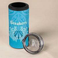 New Zealand Custom 4 in 1 Can Cooler Tumbler Fire Basketball Maori Tribal Sky Blue - Polynesian Pride
