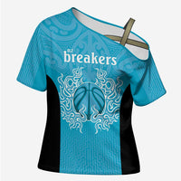 New Zealand Custom Cross Shoulder Shirt Fire Basketball Maori Tribal Sky Blue - Polynesian Pride