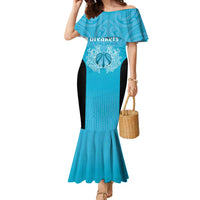 New Zealand Custom Family Matching Mermaid Dress and Hawaiian Shirt Fire Basketball Maori Tribal Sky Blue LT9 Mom's Dress Blue - Polynesian Pride
