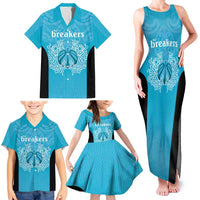 New Zealand Custom Family Matching Tank Maxi Dress and Hawaiian Shirt Fire Basketball Maori Tribal Sky Blue LT9 - Polynesian Pride