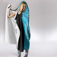 New Zealand Custom Hooded Blanket Fire Basketball Maori Tribal Sky Blue - Polynesian Pride