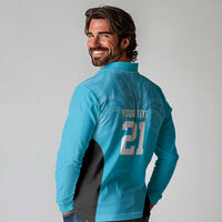 New Zealand Custom Long Sleeve Polo Shirt Fire Basketball Maori Tribal Sky Blue - Polynesian Pride