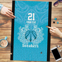 New Zealand Custom Puzzle Fire Basketball Maori Tribal Sky Blue - Polynesian Pride