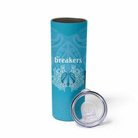 New Zealand Custom Skinny Tumbler Fire Basketball Maori Tribal Sky Blue LT9 - Polynesian Pride