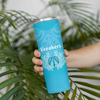New Zealand Custom Skinny Tumbler Fire Basketball Maori Tribal Sky Blue LT9 - Polynesian Pride