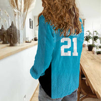 New Zealand Custom Women Casual Shirt Fire Basketball Maori Tribal Sky Blue LT9 - Polynesian Pride