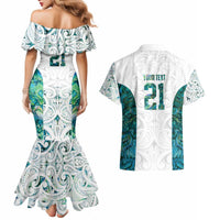 Custom New Zealand Aotearoa Couples Matching Mermaid Dress and Hawaiian Shirt Green Maori Paua Shell Indigenous - Polynesian Pride