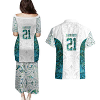 Custom New Zealand Aotearoa Couples Matching Puletasi and Hawaiian Shirt Green Maori Paua Shell Indigenous - Polynesian Pride