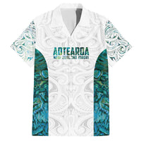 Custom New Zealand Aotearoa Family Matching Off Shoulder Maxi Dress and Hawaiian Shirt Green Maori Paua Shell Indigenous LT9 Dad's Shirt - Short Sleeve Green - Polynesian Pride