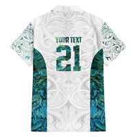Custom New Zealand Aotearoa Family Matching Off Shoulder Short Dress and Hawaiian Shirt Green Maori Paua Shell Indigenous LT9 - Polynesian Pride