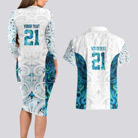 Custom New Zealand Aotearoa Couples Matching Long Sleeve Bodycon Dress and Hawaiian Shirt Maori Paua Shell Indigenous LT9 - Polynesian Pride