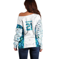 Custom New Zealand Aotearoa Off Shoulder Sweater Maori Paua Shell Indigenous - Polynesian Pride