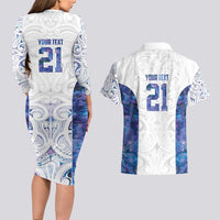 Custom New Zealand Aotearoa Couples Matching Long Sleeve Bodycon Dress and Hawaiian Shirt Purple Maori Paua Shell Indigenous LT9 - Polynesian Pride
