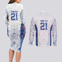 Custom New Zealand Aotearoa Couples Matching Long Sleeve Bodycon Dress and Long Sleeve Button Shirt Purple Maori Paua Shell Indigenous LT9 - Polynesian Pride