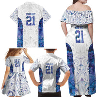 Custom New Zealand Aotearoa Family Matching Off Shoulder Maxi Dress and Hawaiian Shirt Purple Maori Paua Shell Indigenous LT9 - Polynesian Pride