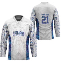 Custom New Zealand Aotearoa Hockey Jersey Purple Maori Paua Shell Indigenous - Polynesian Pride
