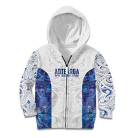 Custom New Zealand Aotearoa Kid Hoodie Purple Maori Paua Shell Indigenous - Polynesian Pride