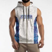 Custom New Zealand Aotearoa Sleeveless Zip Hoodie Purple Maori Paua Shell Indigenous - Polynesian Pride