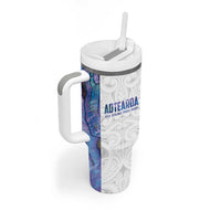 Custom New Zealand Aotearoa Tumbler With Handle Purple Maori Paua Shell Indigenous - Polynesian Pride