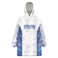 Custom New Zealand Aotearoa Wearable Blanket Hoodie Purple Maori Paua Shell Indigenous - Polynesian Pride