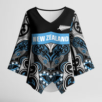 World Cricket Custom New Zealand Kimono Sleeve Blouse Kia kaha nga Potae Pango LT9 Female Black - Polynesian Pride