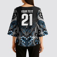 World Cricket Custom New Zealand Kimono Sleeve Blouse Kia kaha nga Potae Pango LT9 - Polynesian Pride