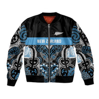 World Cricket Custom New Zealand Sleeve Zip Bomber Jacket Kia kaha nga Potae Pango LT9 Unisex Black - Polynesian Pride