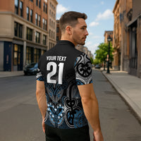 World Cricket Custom New Zealand Zipper Polo Shirt Kia kaha nga Potae Pango LT9 - Polynesian Pride