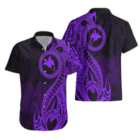 Papua New Guinea Island Hawaiian Shirt Bird of Paradise with Purple Polynesian Tribal LT9 - Polynesian Pride