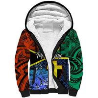 Tafea Day Sherpa Hoodie Vanuatu Sand Drawing With Polynesian Pattern LT9 Unisex Blue - Polynesian Pride