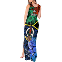 Tafea Day Tank Maxi Dress Vanuatu Sand Drawing With Polynesian Pattern LT9 - Polynesian Pride