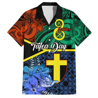 Personalised Tafea Day Hawaiian Shirt Vanuatu Sand Drawing With Polynesian Pattern LT9 Blue - Polynesian Pride